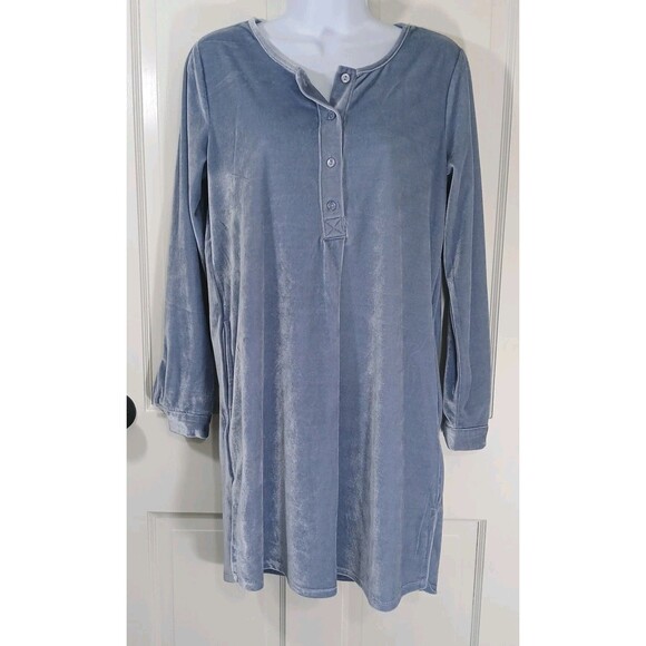 One World Women's Long Sleeve Tunic Dress Top, Light Blue, Size S. - Picture 2 of 16